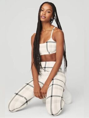 Alo Airlift Magnified Plaid Sports Bra and Legging Two Piece Set size Small